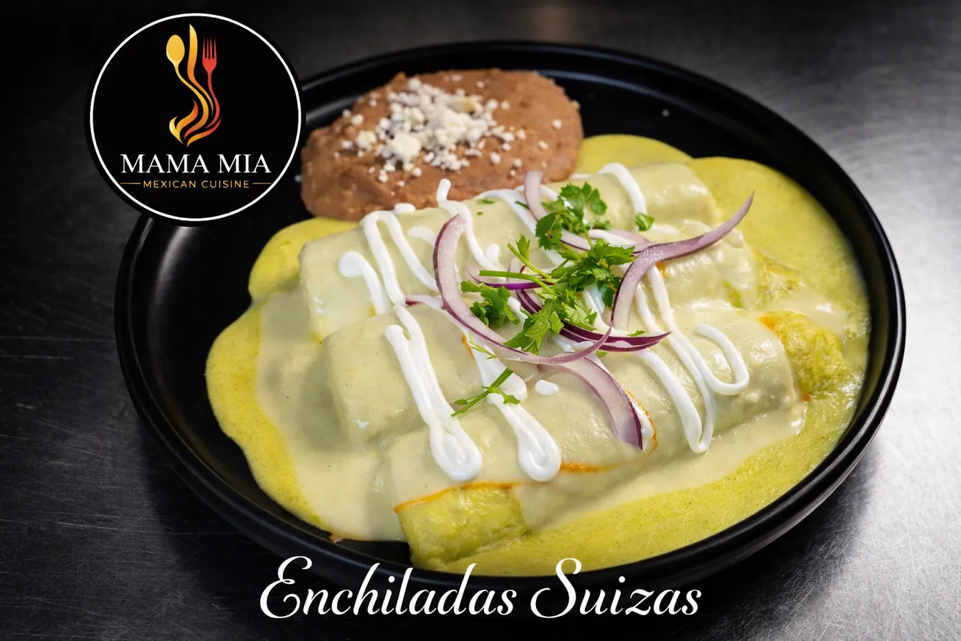Enchiladas Suizas — bañadas en salsa poblana
